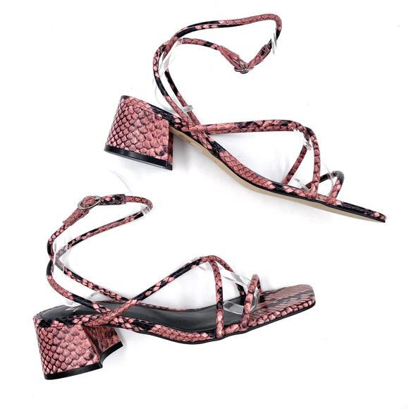 Marc Fisher Jared Sandals Pink Multi Snake Print Leather Ankle Strap Sz‎ 6.5 - Picture 4 of 11